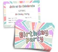 Lot de 15 cartons d'invitation pour anniversaire d'enfant Motif étoile | Invitations de fête pour enfants, 6 x 4 in / 150 x 105 mm, double face avec espaces pour nom, date, heure, lieu et RSVP