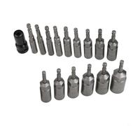 Lot de 15 clés à douille hexagonale de 5,5 mm à 19 mm en métal pour perceuse électrique et tournevis pneumatique avec étui de rangement pour réparation automobile et projets de bricolage à domicile