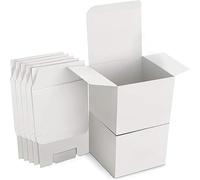 Lot de 15 coffrets cadeaux en papier kraft blanc avec couvercles, coffret cadeau carré idéal pour cadeaux, fêtes, anniversaires, mariages (10 x 10 x 10 cm)