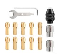 Lot de 15 colliers de serrage de mandrin de perceuse 0,8 à 3,2 mm avec mandrin sans clé M8 x 0,75 mm et écrous de serrage en laiton pour outils rotatifs, perceuse électrique, meuleuse, gravure