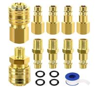 Lot de 15 connecteurs de ligne d'air 1/4 BSP Airline Fittings, kit de raccords de tuyau d'air et raccords de coupleur avec filetage mâle femelle