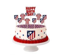 Lot de 15 décorations de gâteaux Atletico de Madrid pour décoration de gâteaux d'anniversaire, décorations pour gâteaux et gâteaux de l'Atleti (HAPPY BIRTHAY)