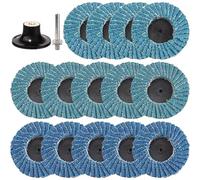 Lot de 15 disques à lamelles de 50 mm pour perceuse - Disques abrasifs de 5 cm - Grain 40/60/80 - En corindon de zirconium - Avec adaptateur de 6,35 mm - Pour métal, bois, acier - Rapide