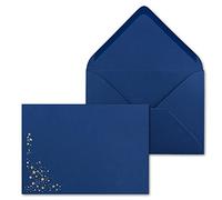 Lot de 15 enveloppes de Noël - C5 - Avec pluie d'étoiles gaufrées dorées métallisées - Enveloppes festives en bleu foncé - Fermeture humide - 110 g/m² - 154 x 220 mm