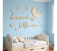 Lot de 15 lettres en bois - Décoration murale - « Rêve grand, petit miracle » - Sticker mural bohème en bois pour chambre d'enfant, chambre à coucher, salon et maison