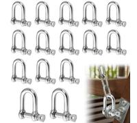 Lot de 15 Manille Inox M6, 304 Anneau en D 6mm avec Axe Vis pour Gréement Câble Acier Corde et Chaîne