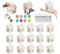 Lot de 15 niches en carton pour anniversaire d'enfant, Adopt a Puppy Party, pliables, mignonnes boîtes cadeaux en forme de maison avec porte et poignée, boîte cadeau en forme de maison pour fête