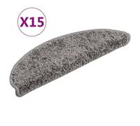 Lot de 15 paillassons pour escaliers, 56 x 17 x 3 cm, gris | 100 % polypropylène, insonorisant, lavable et pliable, avec ruban adhésif double face