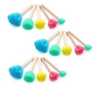Lot de 15 pinceaux éponge de peinture, 5 styles de pinceaux colorés pour pochoirs, pinceaux ronds en mousse pour peinture acrylique (vert, bleu, jaune, rose)