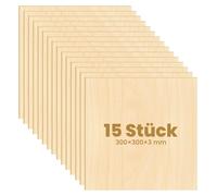 Lot de 15 plaques de contreplaqué de bouleau, dimensions 300x300x3 mm, pour découpe laser