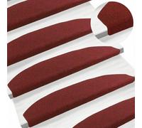 Lot de 15 protections d'escalier autocollantes en demi-cercle rouge | Tapis d'escalier antidérapants, réduction du bruit, tissu non tissé aiguilleté, double bande adhésive