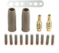 Lot de 15 revêtements de buse de soudage sans air pour tasses de protection 15AK avec porte-embouts et clé pour enlever les scories, résistance à la chaleur, électrode en cuivre, plusieurs tailles de