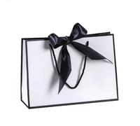 Lot de 15 sacs cadeaux en papier multicolores avec nœud et ruban, portables, poignée, pratiques réutilisables pour Sacs Cadeaux(Black-White,35x30x10.5cm)