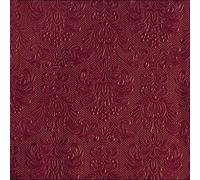 Lot de 15 serviettes en papier, 33 x 33 cm, 3 couches, avec ornements en relief, de qualité supérieure et durables, jetables, pour mariage, dîner, restauration, fête, bordeaux