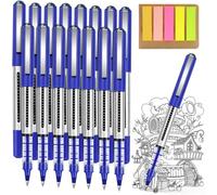 Lot de 15 stylos à bille à encre gel bleue de 0,5 mm avec notes adhésives, stylo à bille à séchage rapide, stylo d'écriture pour école, journal, fournitures de bureau et papeterie