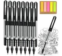 Lot de 15 stylos à bille à encre gel noire de 0,5 mm avec notes adhésives, stylo à bille à séchage rapide, stylo d'écriture pour école, journal, fournitures de bureau et papeterie
