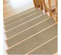 Lot De 15 Tapis D’escalier Antidérapants Pour Marches En Bois 23x91 cm, Adhésif Réutilisable, Lavable, Beige