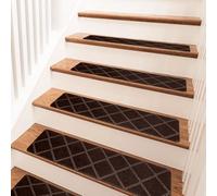 Lot de 15 tapis de marche d'escalier, 55 x 19 cm, autocollants pour l'intérieur, antidérapants, découpables, sécurité pour animaux domestiques, enfants et personnes âgées (marron)