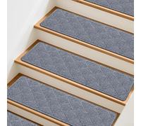 Lot de 15 tapis d'escalier antidérapants avec dos autocollant amovible pour une protection d'escalier en bois stratifié et une meilleure traction (20 x 76 cm, gris)