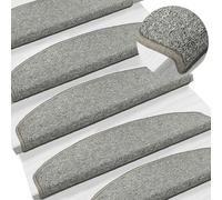 Lot de 15 tapis d'escalier autocollants, 80 x 24,5 x 3,5 cm, toboggan gris | Matériau : 100 % polypropylène, insonorisant, lavable et pliable, ruban adhésif double face, usage intérieur uniquement