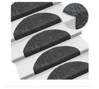 Lot de 15 Tapis d'escalier - YIS - Antidérapant / Auto-adhésif - 65 x 21 x 4 cm Noir