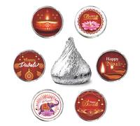 Lot de 150 étiquettes autocollantes « Happy Diwali Kiss » - Fête des lumières - Pour baisers en forme de goutte de chocolat
