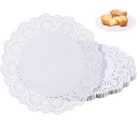 Lot de 150 napperons ronds jetables en papier blanc de 15,2 cm pour buffet, gâteau, nourriture frite, fête, mariage, vaisselle, linge de table de cuisine