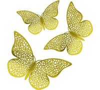 Lot de 150 stickers muraux 3D amovibles en forme de papillon pour décoration de fête de bébé, de mariage (doré)