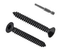 Lot de 150 vis Torx à tête plate pour tôle en acier inoxydable 304 Noir | Revêtement noir de qualité 18-8. Tête fraisée pour un montage encastré. Vis autotaraudeuses à 6 lobes pour armoires