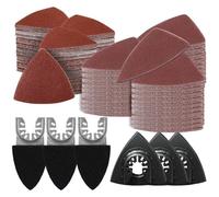 Lot de 156 plaques abrasives multi-outils pour ponceuse Delta,support de ponçage à 3 doigts et 3 disques abrasifs triangulaires,150