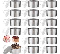 Lot de 16 anneaux de dessert et de table, 8 cm - Acier inoxydable - Anneaux à bouton-pression - Petits anneaux de table - Anneaux de table ronds - Kit à monter soi-même pour anneau à gâteau