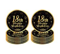 Lot de 16 assiettes en carton jetables pour 18e anniversaire - 22,9 cm - Pour garçons et filles, lui, elle - Décoration de table