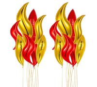 Lot de 16 ballons de feu en aluminium en forme S 61 cm, ballons à flamme rouge et or décoratifs pour camion pompier/pompier, décorations fête d'anniversaire, mariage, carnaval