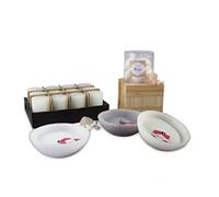Lot de 16 bougies de différentes formes et parfums, Wellness Bowls, couleur vert et jaune, mèches fabriquées en Allemagne