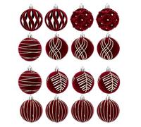 Lot de 16 boules de Noël anti-rayures floquées incassables de 6 cm | Décorations de Noël pour fenêtres, vitrines, fêtes, magasins, centres commerciaux pour arbre, guirlande, vitrine, fêtes