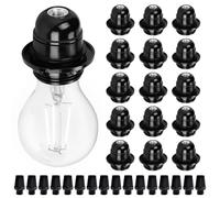 Lot de 16 douilles E27 noires : 250 V 4 A en plastique E27, douille de lampe vintage à filetage extérieur, remplacement pour lampe de table, lampadaire, plafonnier