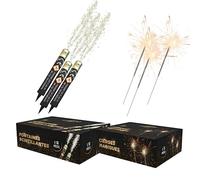 Lot de 16 Fontaines à Gateaux 1 Minute + 10 Cierge Magique 40 Secondes, idéal pour Décoration de Gateaux, Bougie étincelante Scintillante anniversaire - Catégorie F1 - SPARKLERS CLUB®