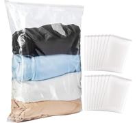 Lot de 16 grands sacs de rangement en plastique avec fermeture éclair géante pour vêtements, voyage, déménagement, camping, accessoires parfaits, réutilisables, économie d'espace