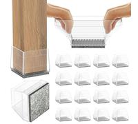 Lot de 16 housses de protection carrées pour pieds de chaise pour protéger les sols, capuchons de pieds de chaise, protecteurs de pieds de chaise pour planchers en bois, protecteurs de pieds de chaise