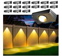 Lot de 16 lampes solaires étanches pour clôture extérieure, alimentées à l'énergie solaire, avec 3 modes d'éclairage et lentille~558