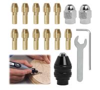 Lot de 16 Mandrins de Perçage, Mandrin Compatible avec Dremel | Accessoires pour Outil Rotatif, 0,8mm à 3,2mm Remplacement 4486 Mandrin, Mandrins En Laiton, Remplacement 4485 Pince