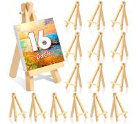 Lot de 16 Mini Chevalets 15 x 8 cm - Chevalet de Table en Bois -Triangle est Pliable - pour peintures et projets créatifs