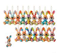 Lot de 16 ou 32 lapins de Pâques colorés à suspendre, style tricoté, décorations de fête en bois pour maison, jardin, lieu de mariage (16 articles)