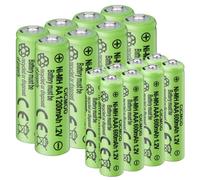Lot de 16 Piles Rechargeables Ni-MH, 8Pcs AA 1200mAh et 8Pcs AAA 600mAh
