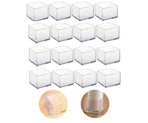 Lot de 16 protecteurs de Pieds de Chaise carrés en Silicone de 35 x 35 mm pour Pieds de Chaise, Capuchons de Pieds de tabourets pour éviter Les Rayures sur Les sols en Bois Dur et réduire Le Bruit