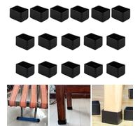 Lot de 16 protections rectangulaires en silicone pour pieds de chaise, 20 x 30 mm, capuchons de pieds de tabourets pour éviter les rayures sur le sol en bois dur