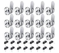 Lot de 16 serrures à came pour armoire, cylindre à clé identique de 5/8 pouce, alliage de zinc, pour tiroir et classeur sécurisé