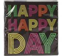 Lot de 16 serviettes "Happy Happy Day" - 25 x 25 cm