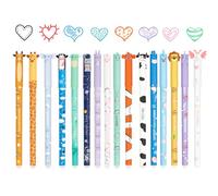 Lot de 16 stylos gel effaçables, stylos à bille effaçables à motifs animaux, pointe de 0,7 mm, stylos à encre colorée, parfaits pour offrir ou pour les fournitures scolaires et de bureau
