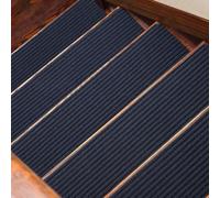 Lot de 16 tapis d'escalier antidérapants de 20,3 x 76,2 cm avec revers en TPE antidérapant pour marches en bois stratifié pour enfants, personnes âgées, animaux domestiques lavables (76 x 20 cm, bleu